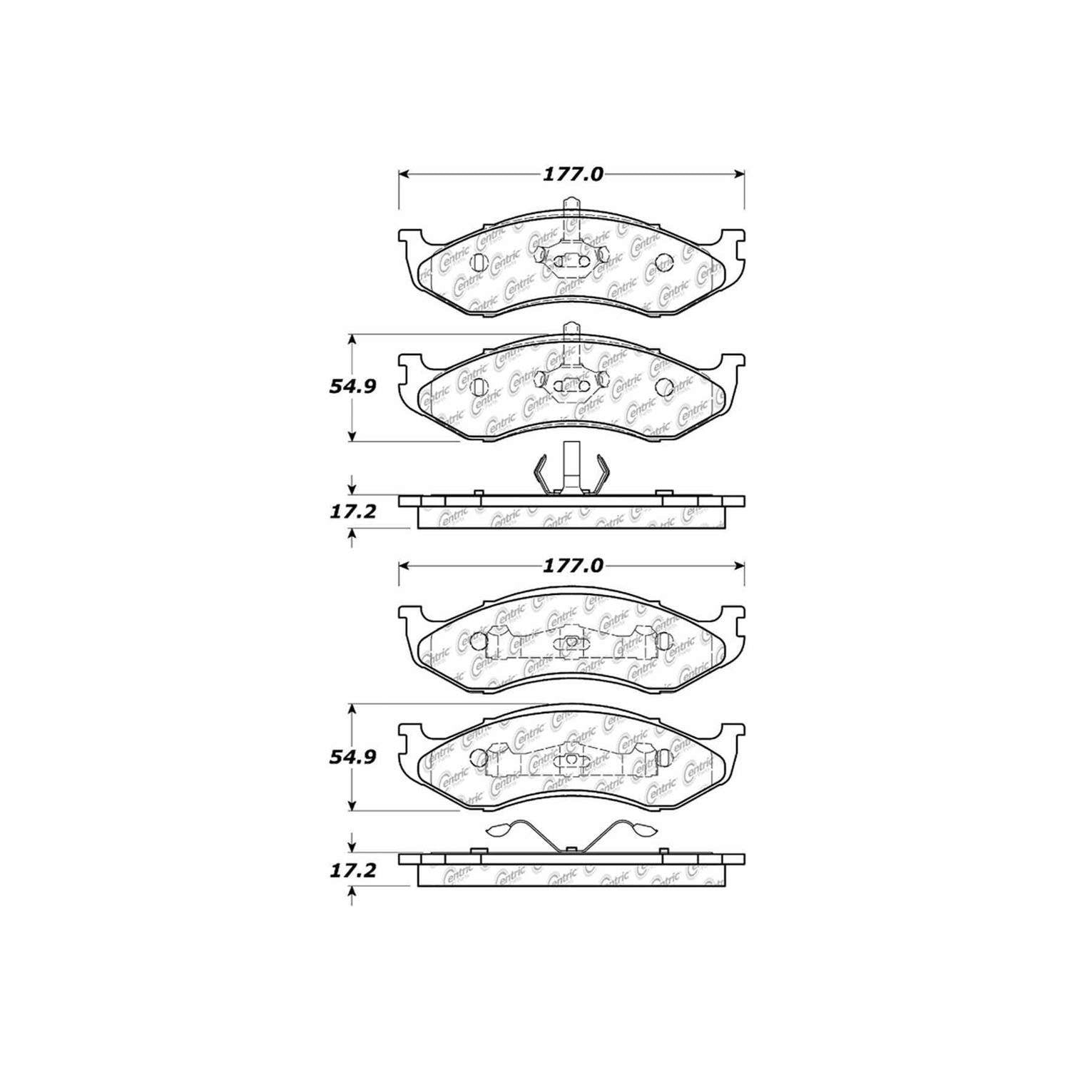 centric parts premium ceramic brake pads with shims and hardware  frsport 301.04770