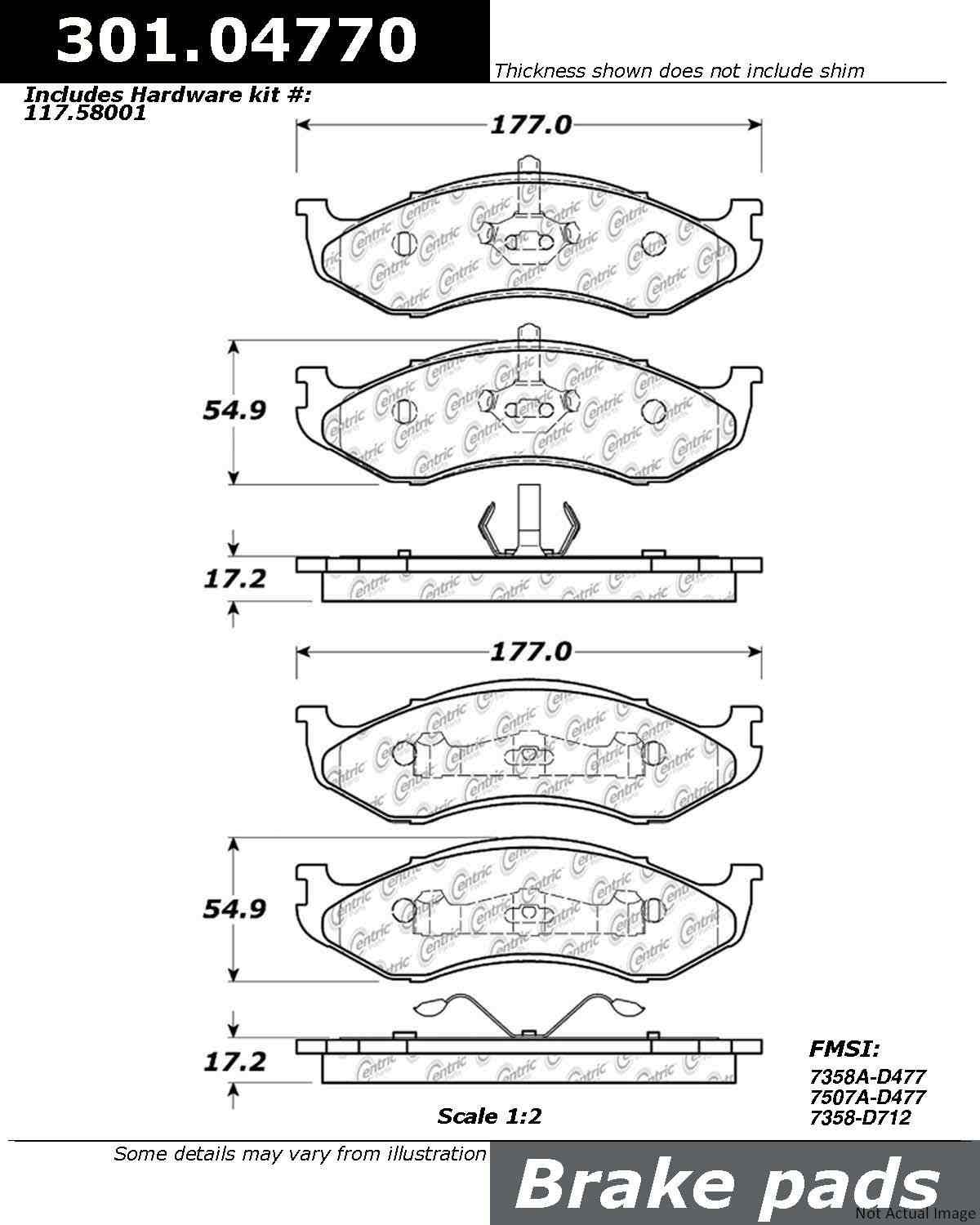 Stoptech Centric Centric Premium Ceramic Brake Pads 301.04770