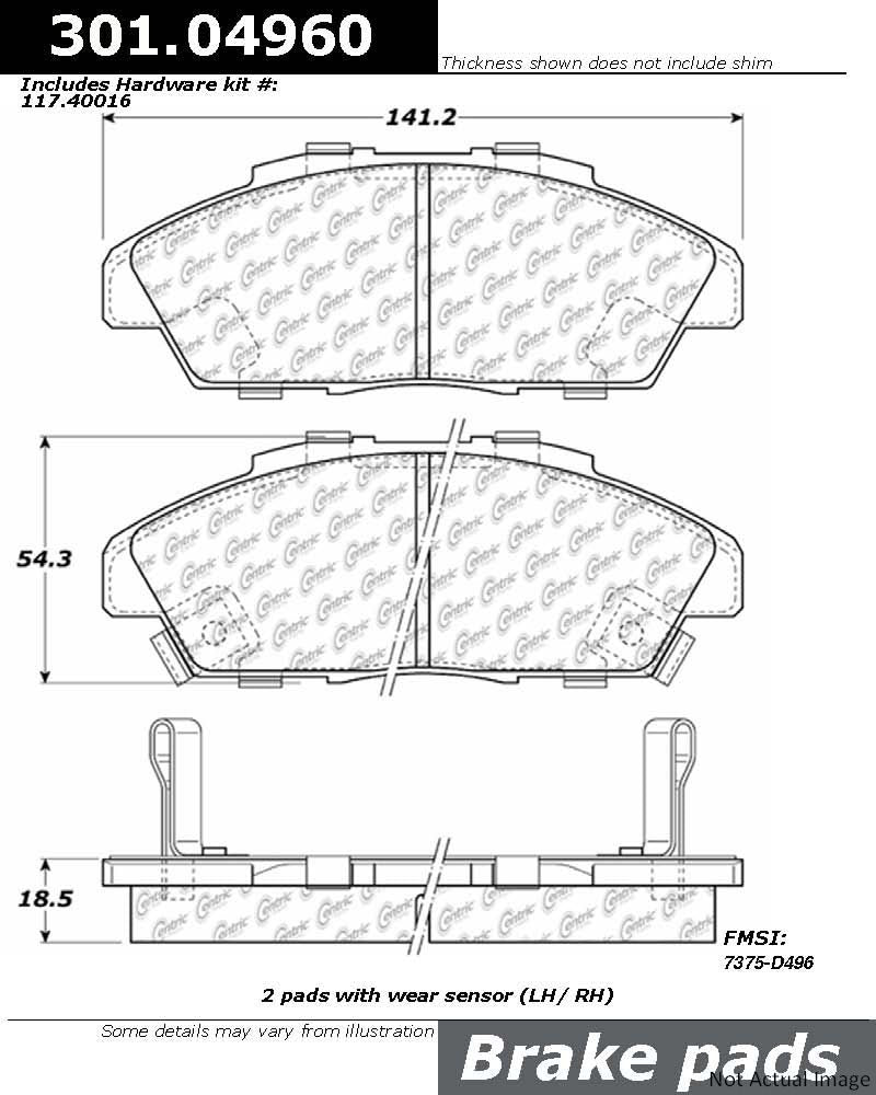 Stoptech Centric Centric Premium Ceramic Brake Pads 301.04960