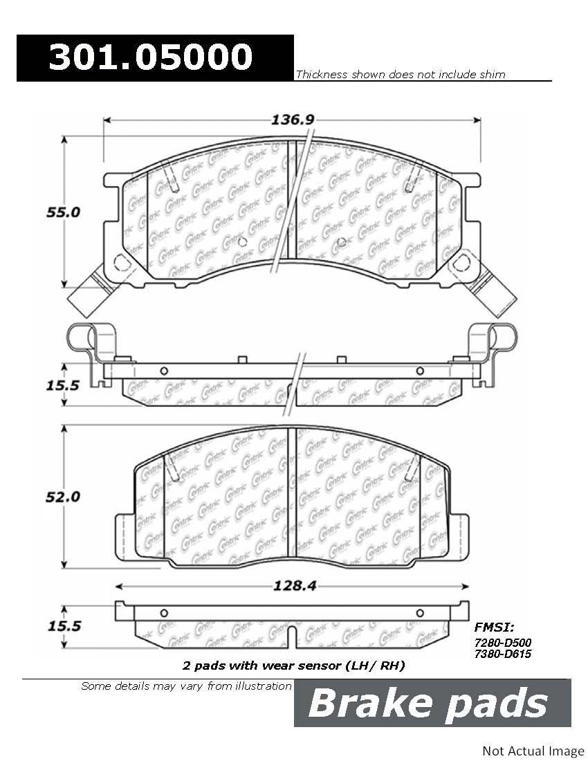 Stoptech Centric Centric Premium Ceramic Brake Pads 301.05000