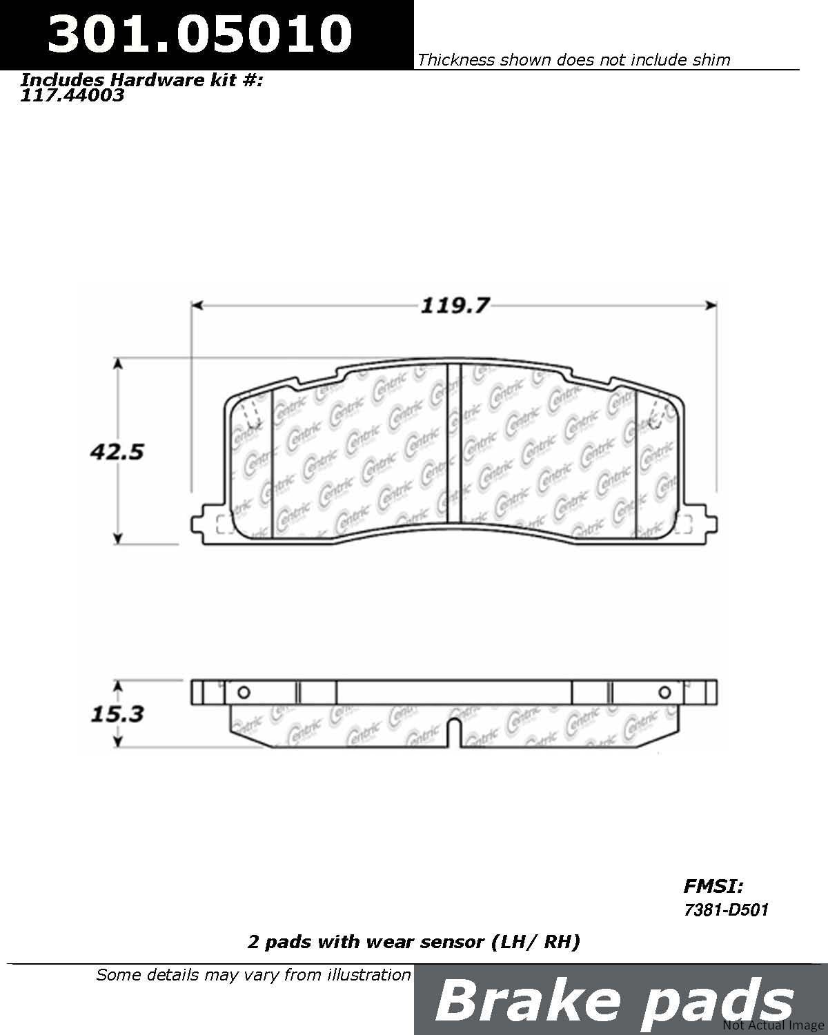 Stoptech Centric Centric Premium Ceramic Brake Pads 301.05010