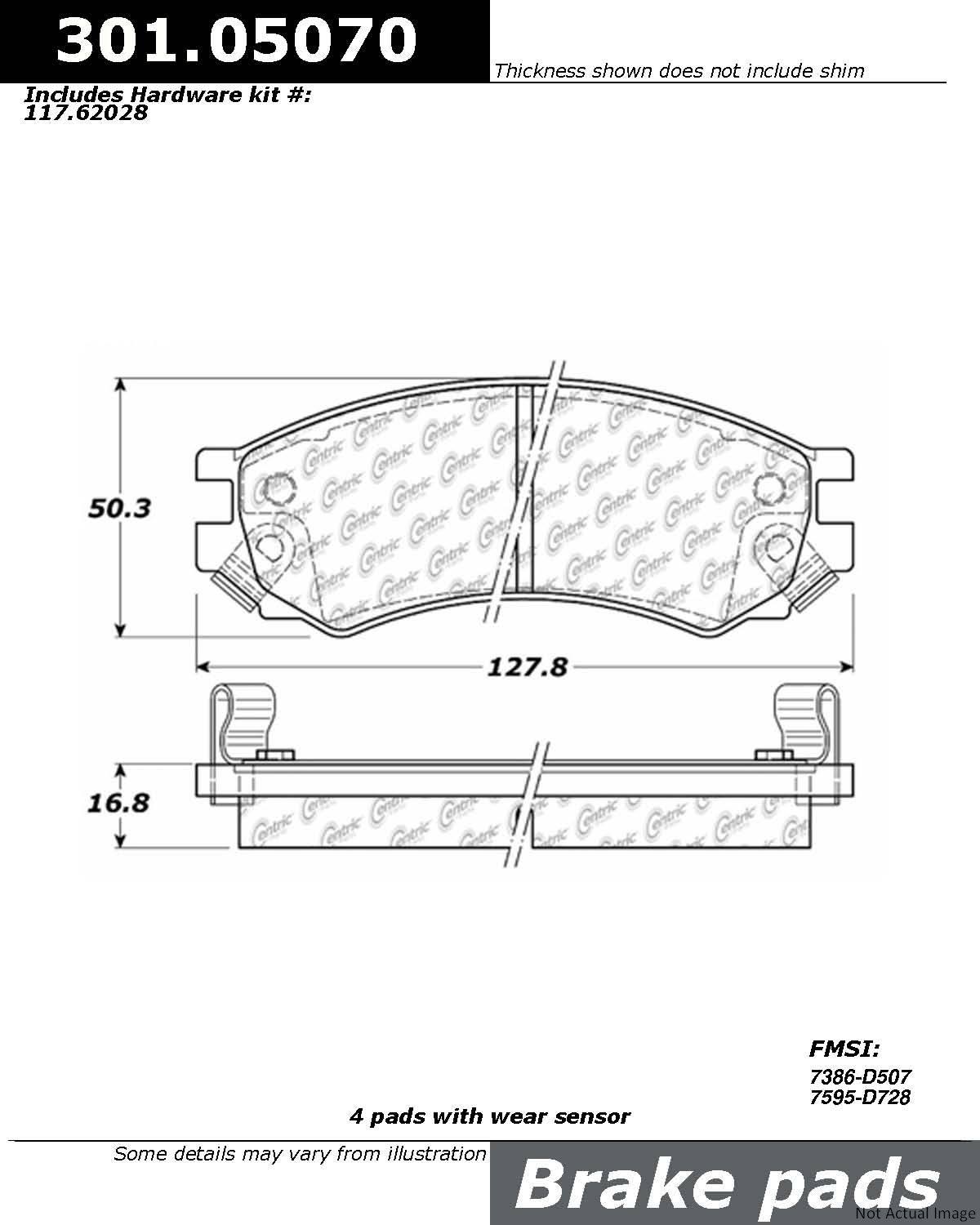 Stoptech Centric Centric Premium Ceramic Brake Pads 301.05070