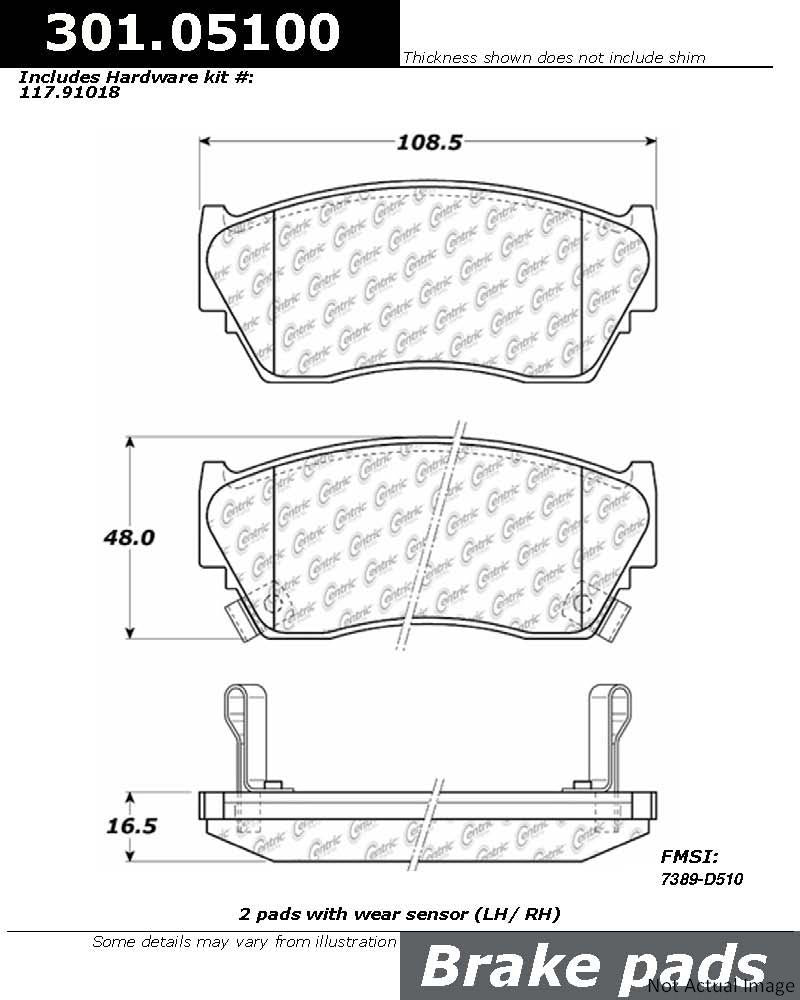 Stoptech Centric Centric Premium Ceramic Brake Pads 301.05100