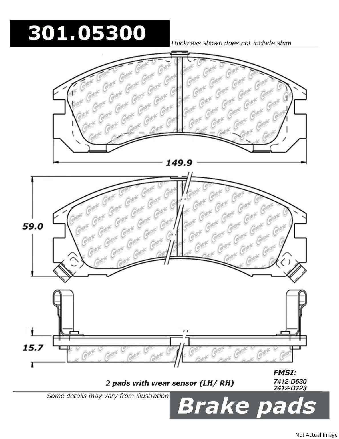 Stoptech Centric Centric Premium Ceramic Brake Pads 301.05300