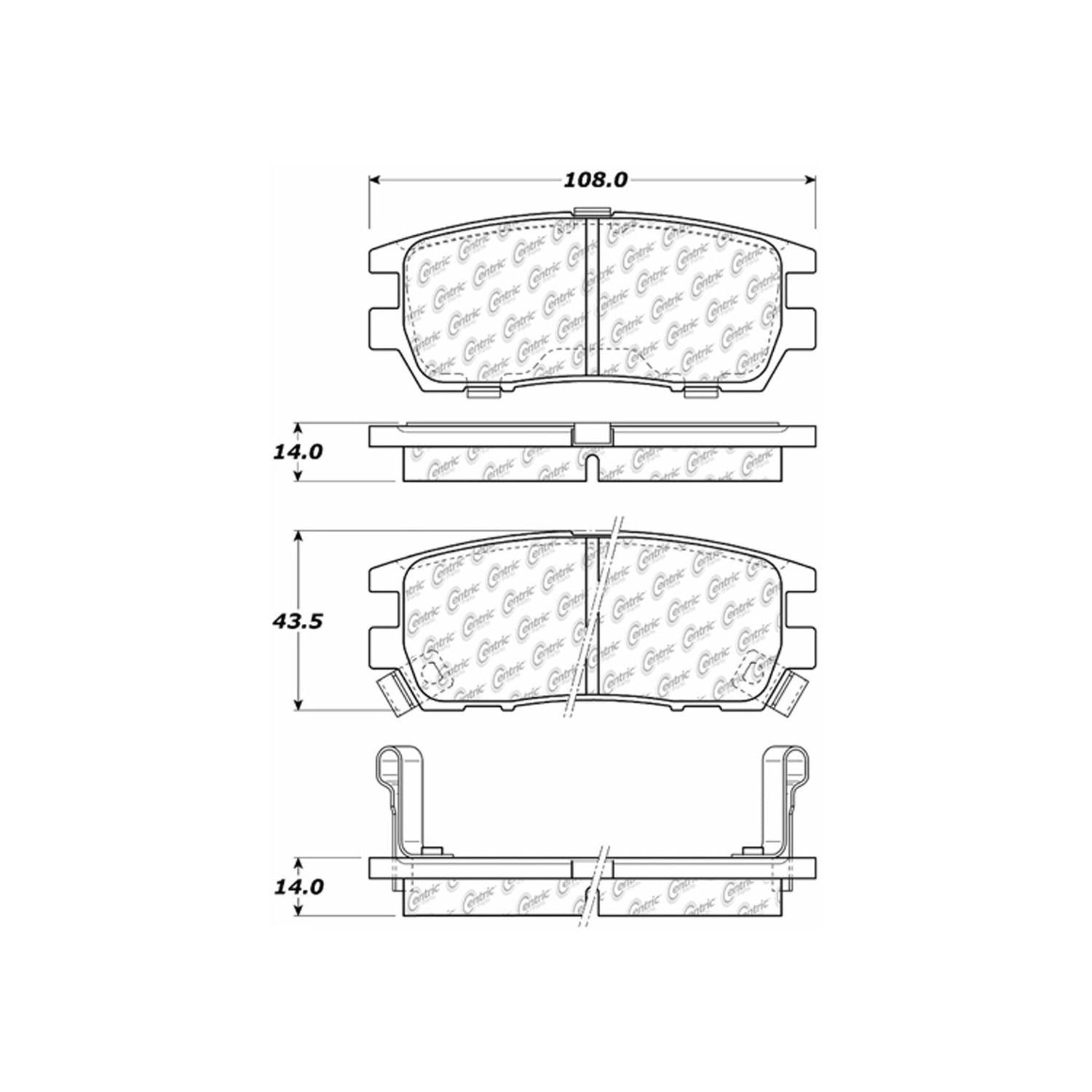 centric parts premium ceramic brake pads with shims and hardware  frsport 301.05670