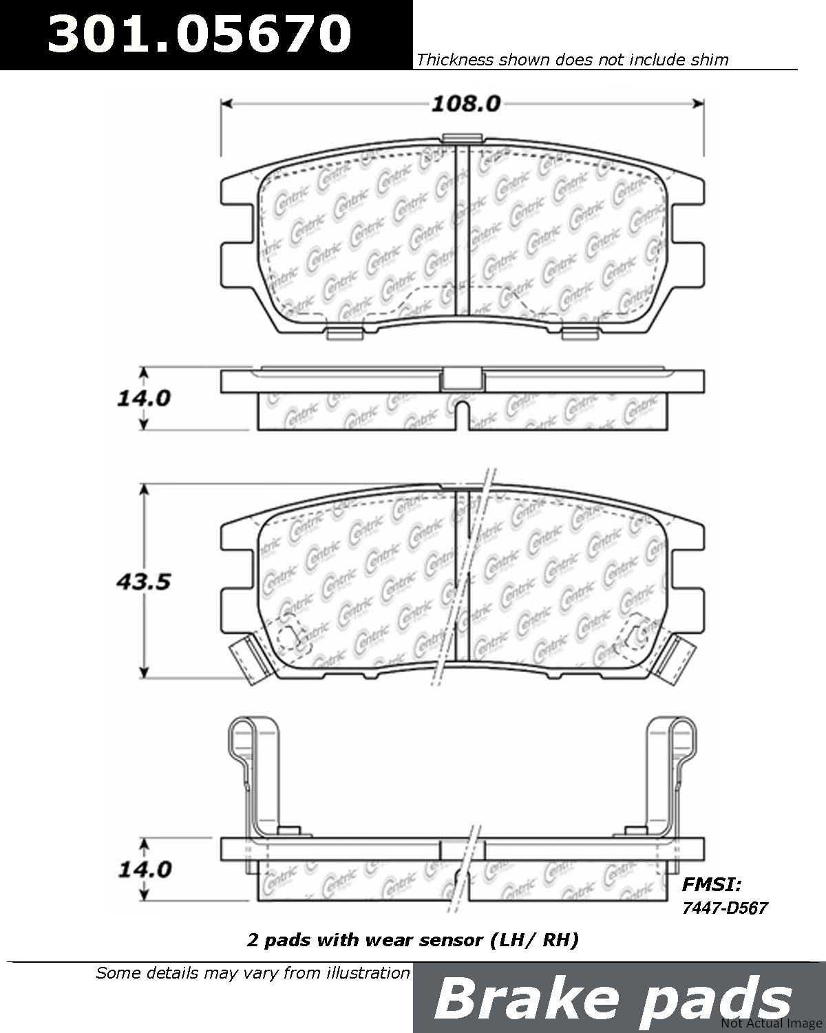 Stoptech Centric Centric Premium Ceramic Brake Pads 301.05670