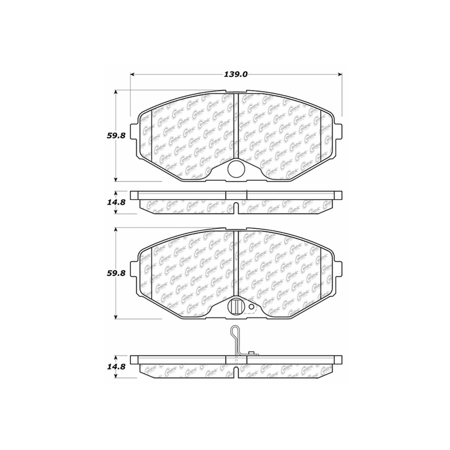 centric parts premium ceramic brake pads with shims  frsport 301.05870