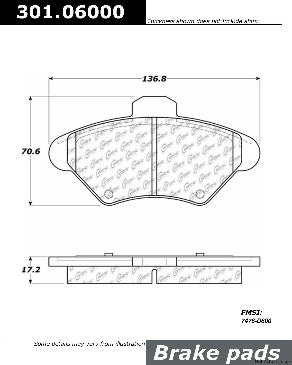 Stoptech Centric Centric Premium Ceramic Brake Pads 301.06000