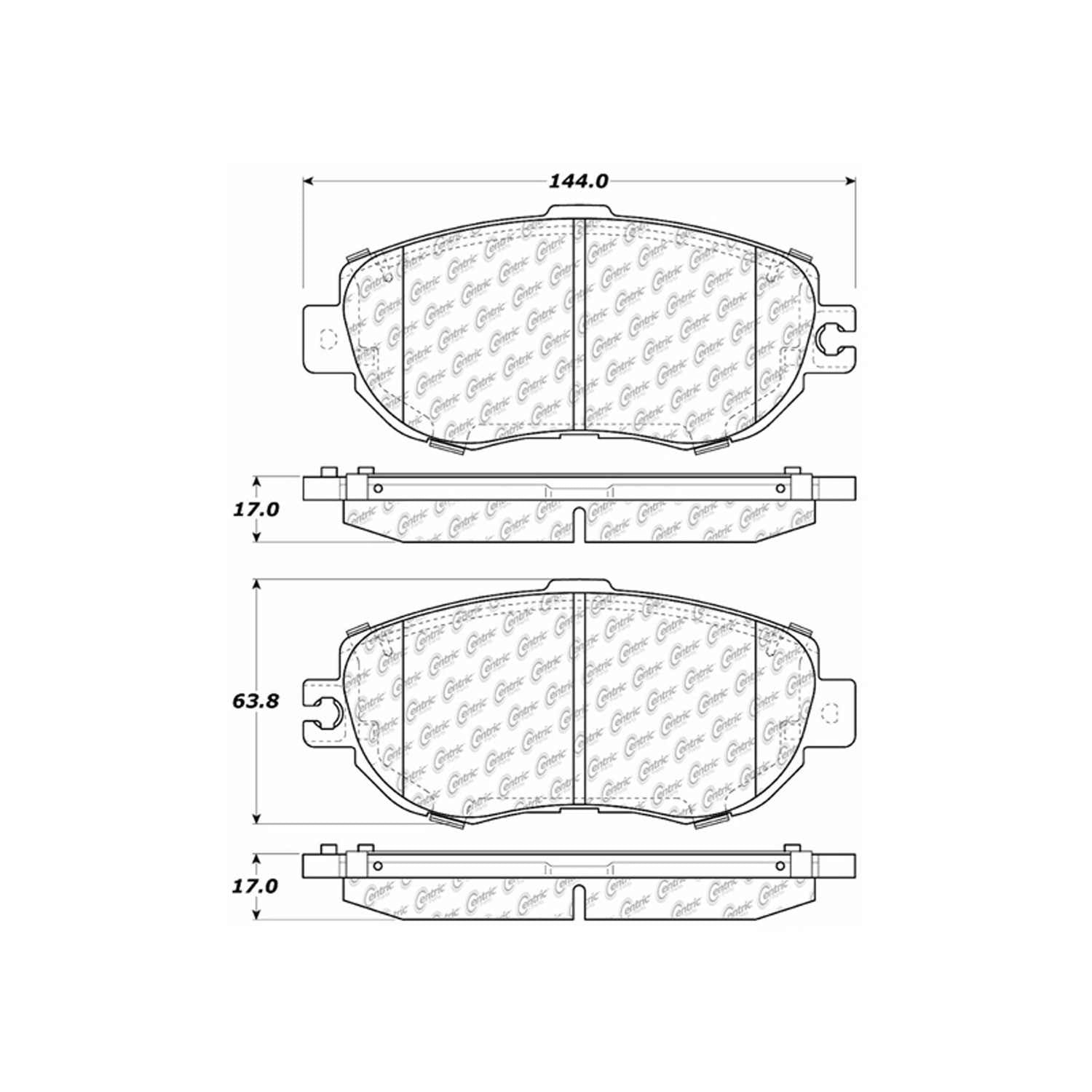 centric parts premium ceramic brake pads with shims and hardware  frsport 301.06120