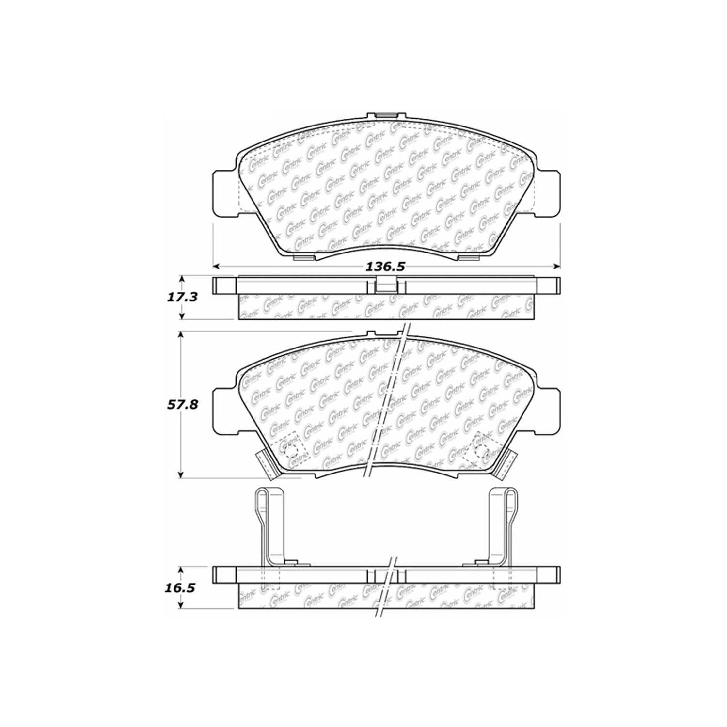 centric parts premium ceramic brake pads with shims and hardware  frsport 301.06210