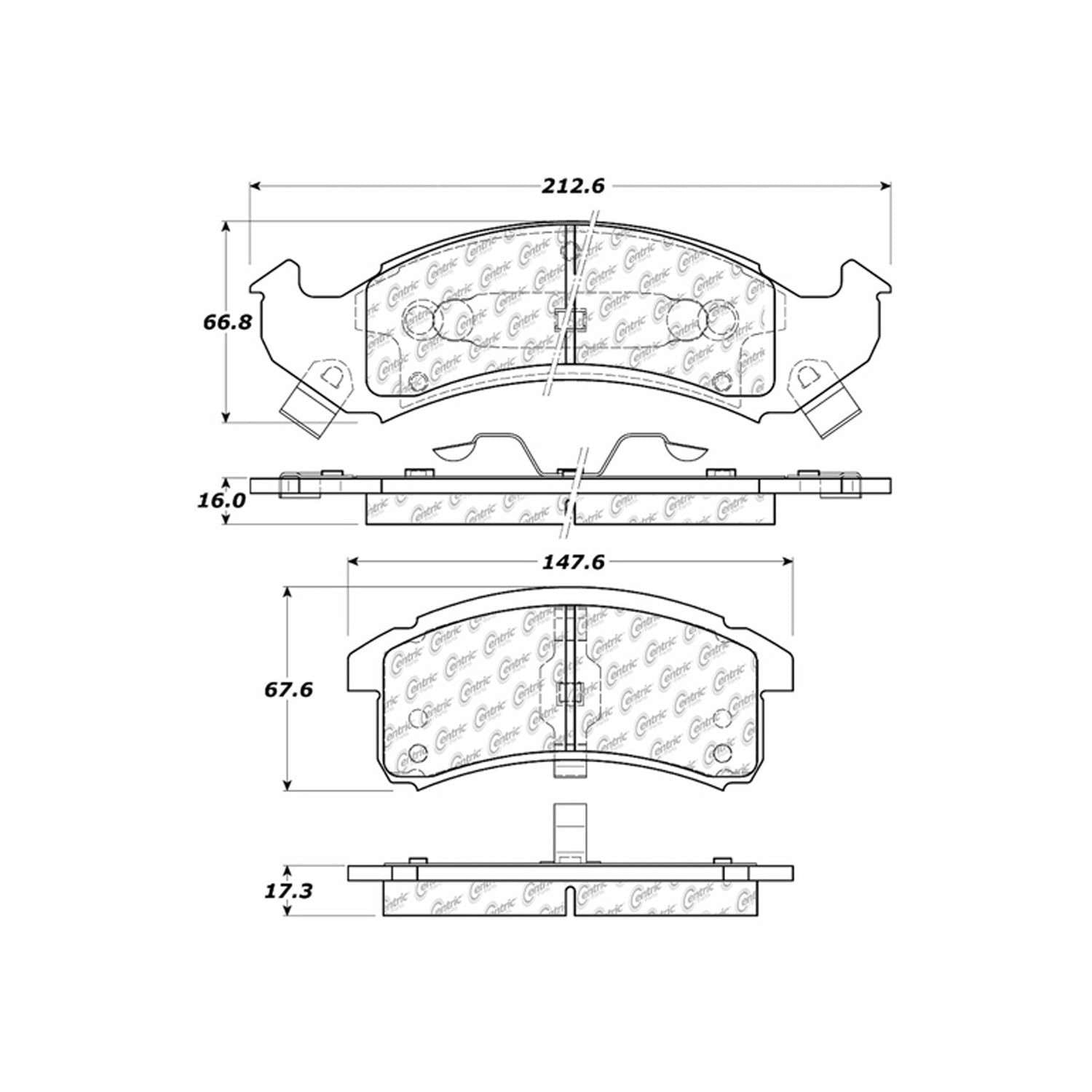 centric parts premium ceramic brake pads with shims and hardware  frsport 301.06230