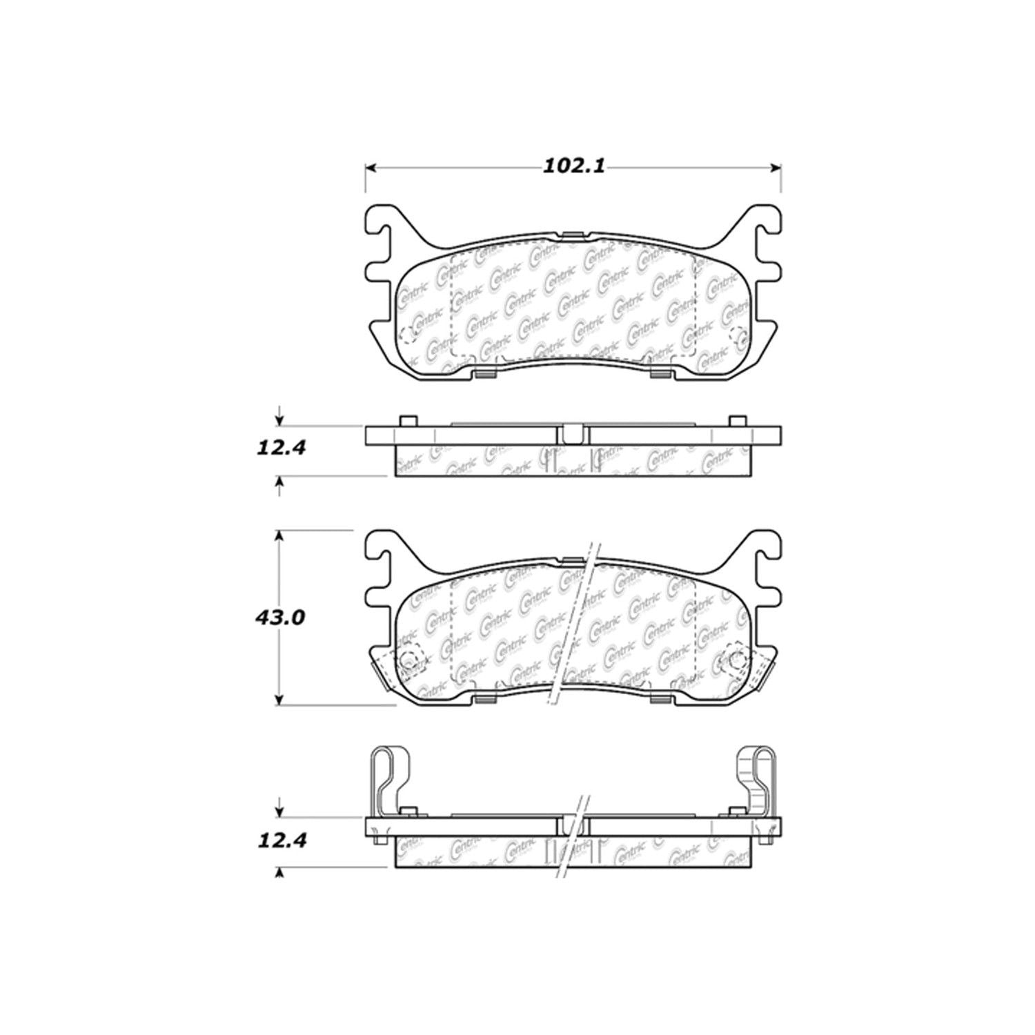 centric parts premium ceramic brake pads with shims and hardware  frsport 301.06360