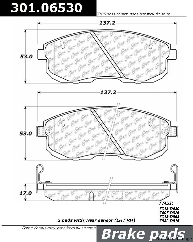 Stoptech Centric 02-05 350z / 03-04 G35 / 03-05 G35X Front Centric Premium Ceramic Brake Pads 301.06530