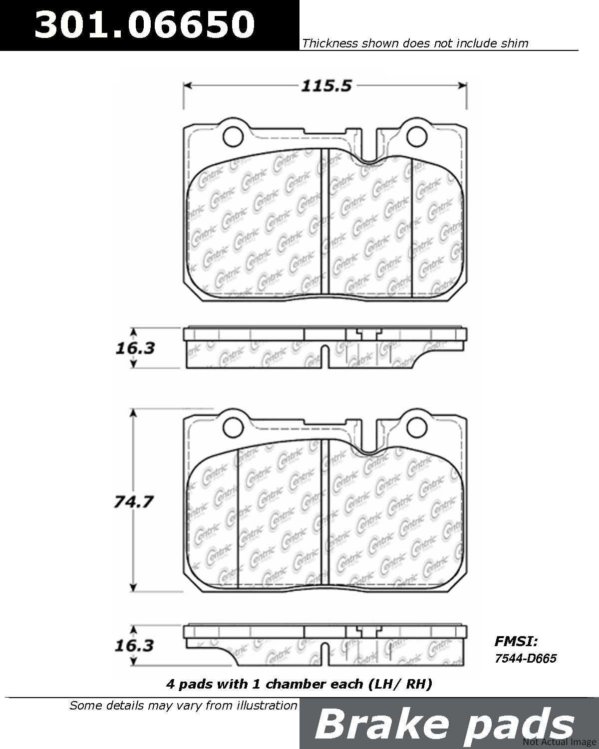 Stoptech Centric Centric Premium Ceramic Brake Pads 301.06650