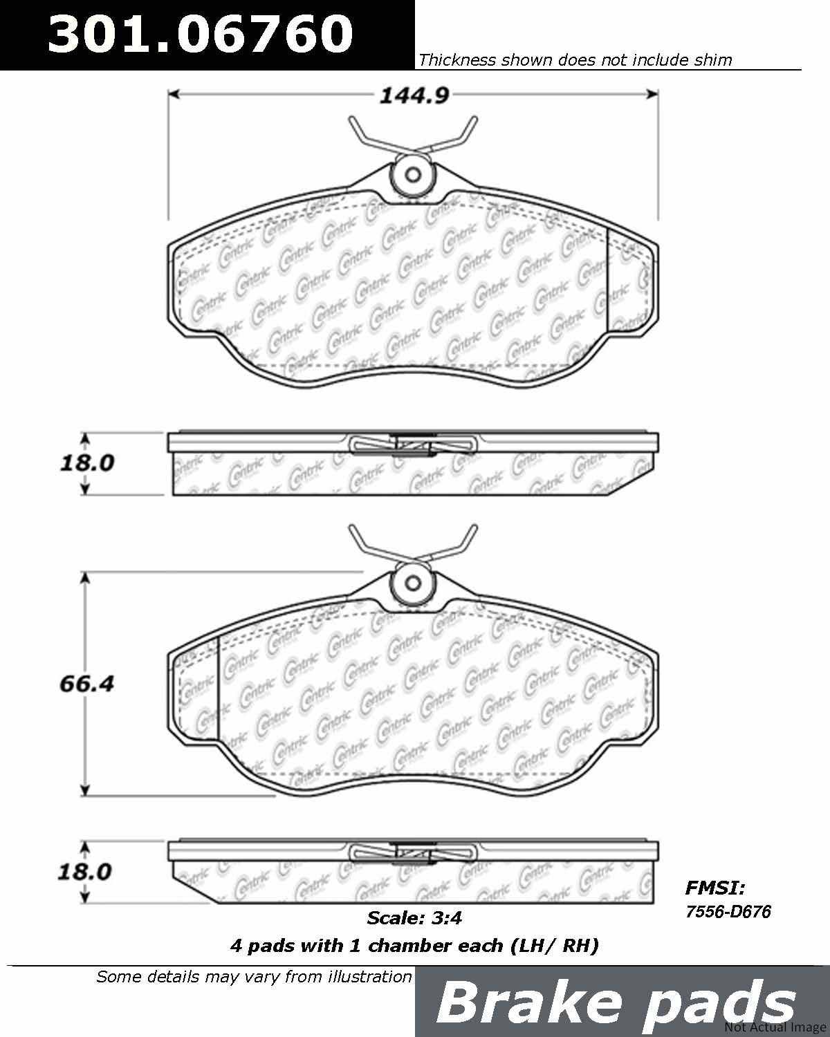 Stoptech Centric Centric Premium Ceramic Brake Pads 301.06760