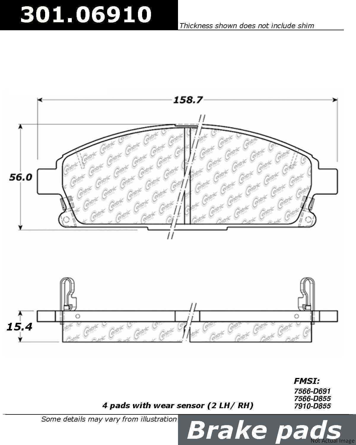 Stoptech Centric 03-06 Acura MDX / 97-01 Infiniti Q45 Front Centric Premium Ceramic Brake Pads 301.06910