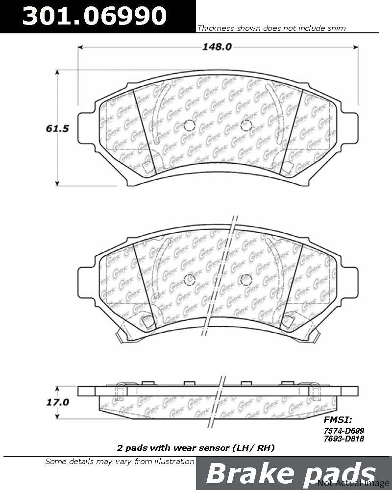 Stoptech Centric 99-04 Chevrolet Impala / 05 Impala SS Front Centric Premium Ceramic Brake Pads 301.06990