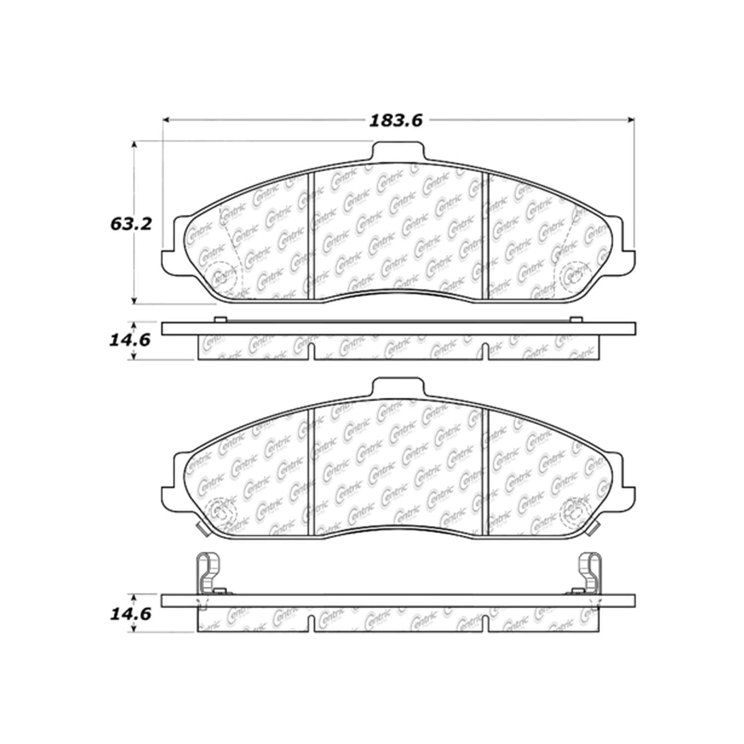 centric parts premium ceramic brake pads with shims and hardware  frsport 301.07310