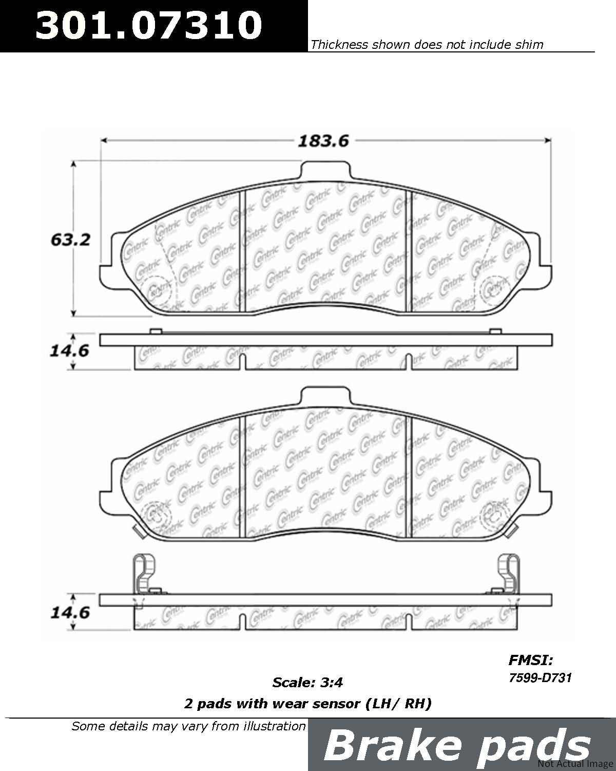 Stoptech Centric 06-08 Cadillac XLR-V SC / 06-12 Corvette (Z06) Front Premium Ceramic Brake Pads 301.07310