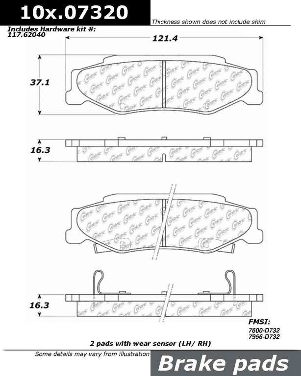 Stoptech Centric 06-08 Cadillac XLR-V SC / 06-12 Corvette (Z06) Rear Premium Ceramic Brake Pads 301.07320