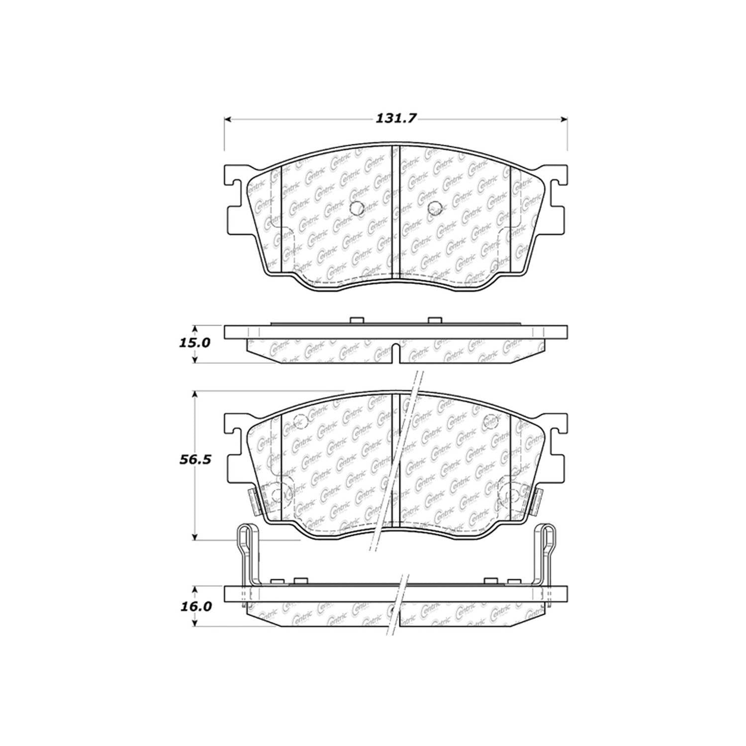 centric parts premium ceramic brake pads with shims and hardware  frsport 301.07550