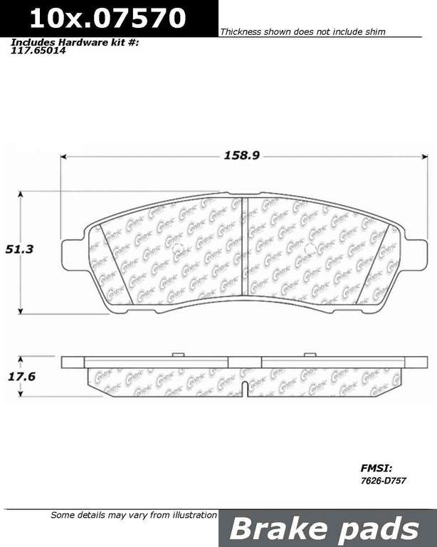 Stoptech Centric Centric Premium Ceramic Brake Pads 301.07570