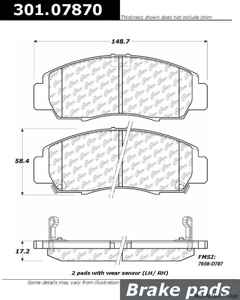 Stoptech Centric 08 Accord Sedan EX/EX-L / 01-03 Acura CL Front Centric Premium Ceramic Brake Pads 301.07870