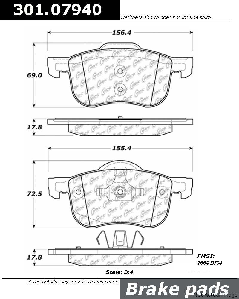 Stoptech Centric Centric Premium Ceramic Brake Pads 301.07940