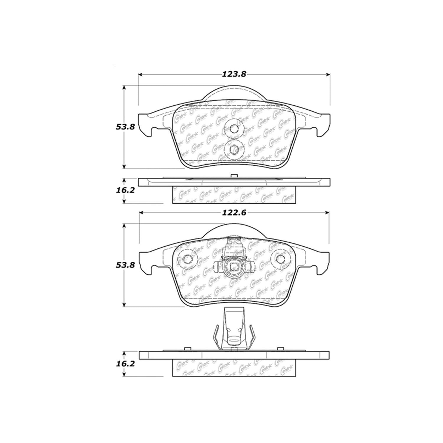 centric parts premium ceramic brake pads with shims and hardware  frsport 301.07950