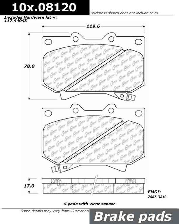 Stoptech Centric Centric Premium Ceramic Brake Pads 301.08120