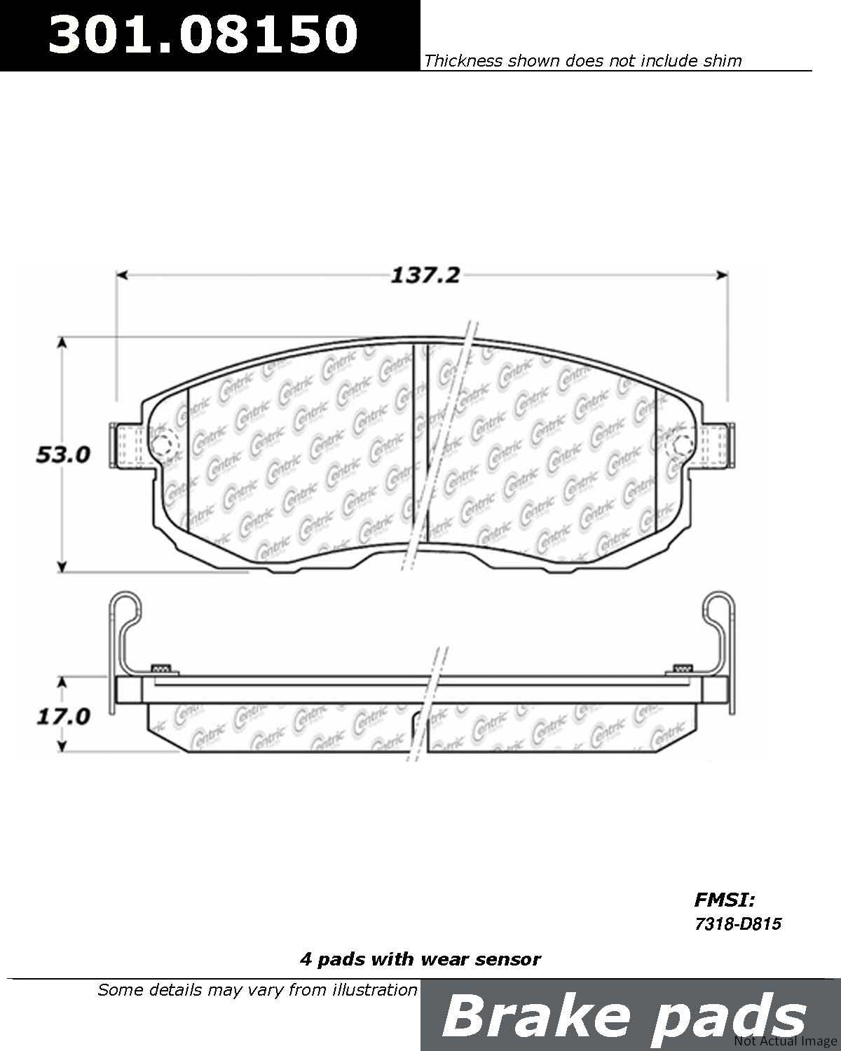 Stoptech Centric 02-04 Infiniti G35 Front Centric Premium Ceramic Brake Pads 301.08150