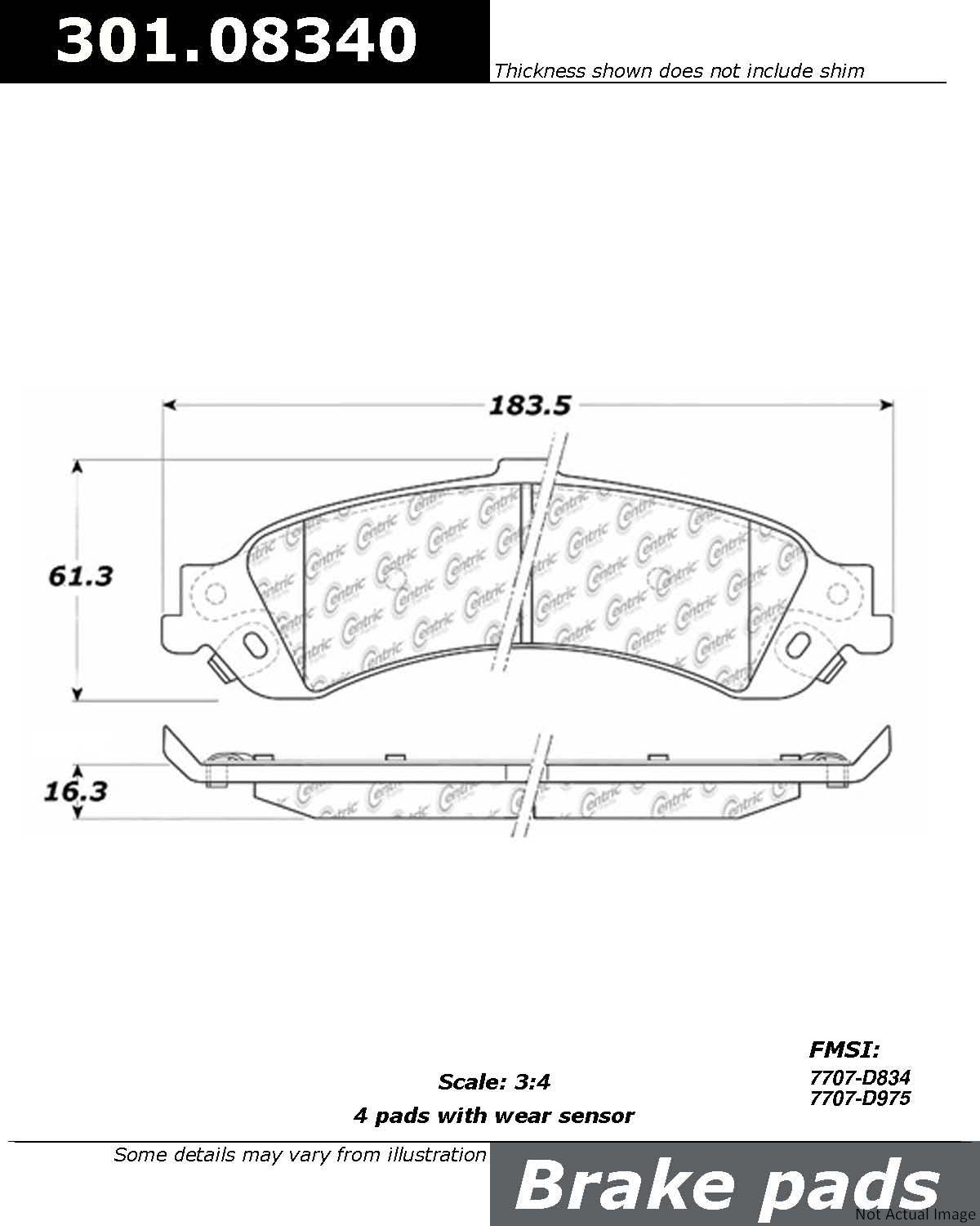 Stoptech Centric 02-06 Cadillac Escalade 4WD Rear Centric Premium Ceramic Brake Pads 301.08340