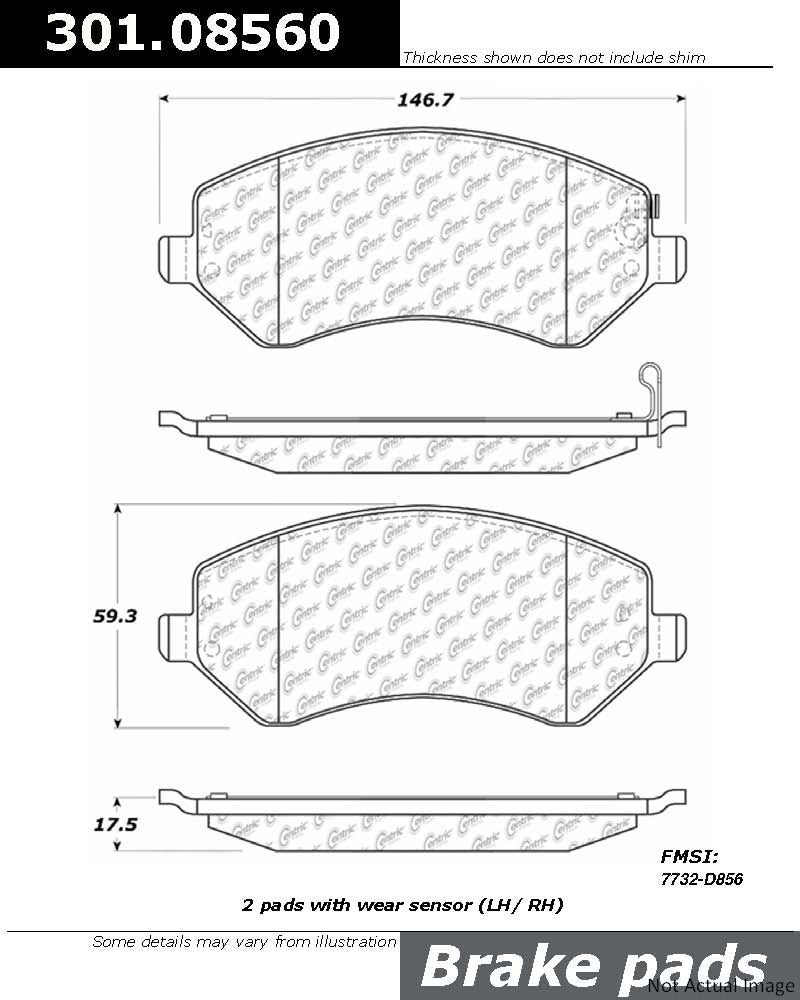 Stoptech Centric 01-07 Dodge Caravan/Grand Caravan (w Rear Drum) Front Centric Premium Ceramic Brake Pads 301.08560