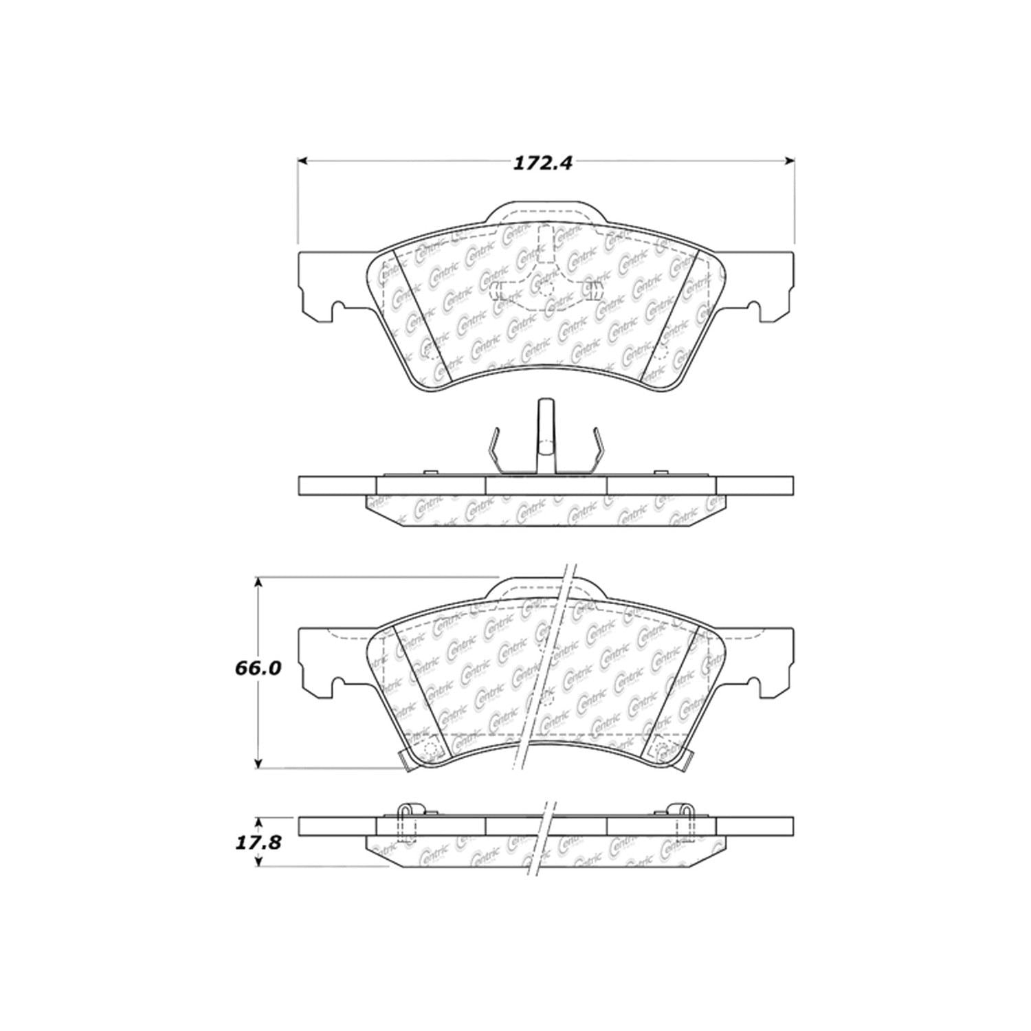 centric parts premium ceramic brake pads with shims and hardware  frsport 301.08570