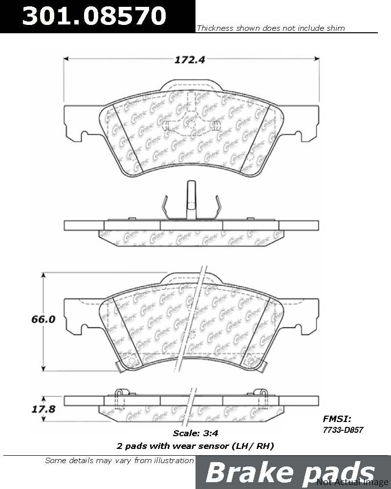 Stoptech Centric 01-07 Dodge Caravan/Grand Caravan (w Rear Disc) Front Centric Premium Ceramic Brake Pads 301.08570