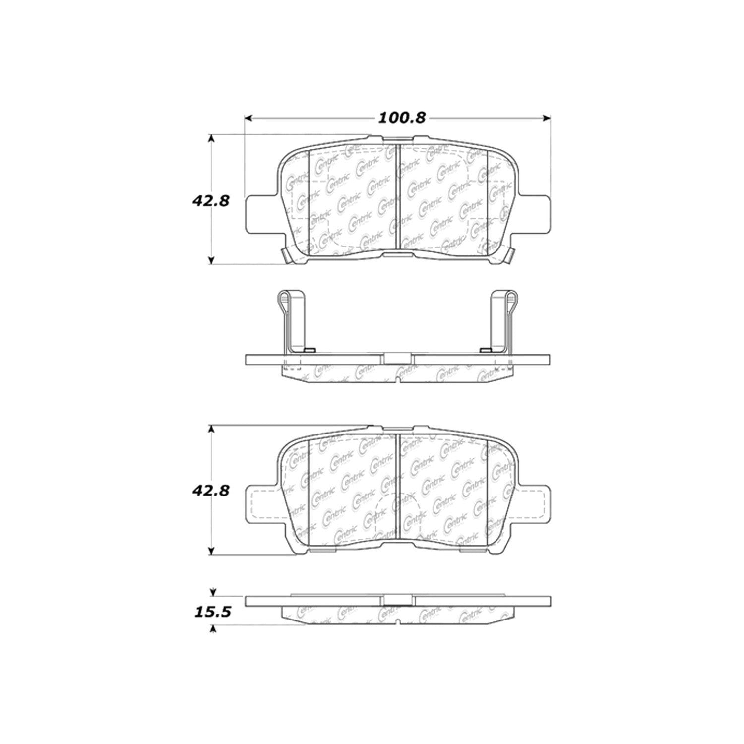 centric parts premium ceramic brake pads with shims and hardware  frsport 301.08650