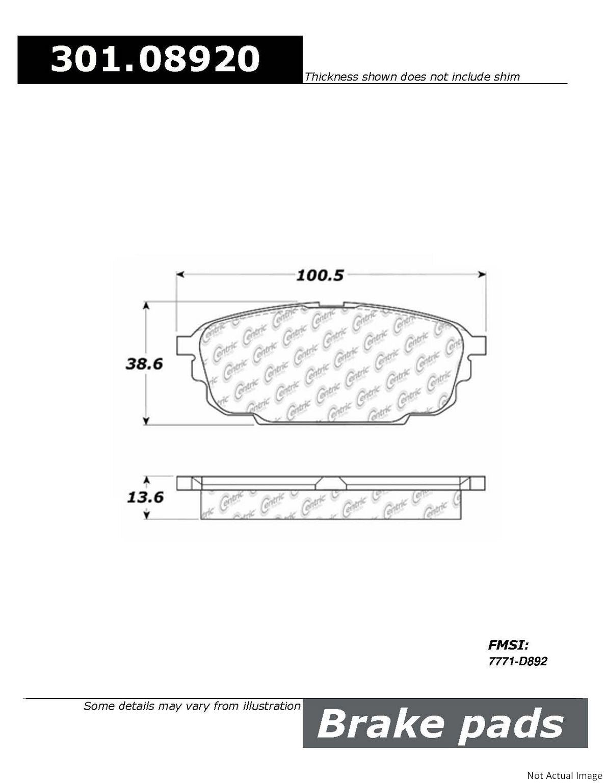 Stoptech Centric Centric Premium Ceramic Brake Pads 301.08920