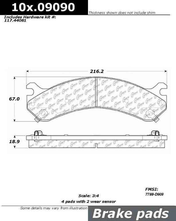 Stoptech Centric Centric Premium Ceramic Brake Pads 301.09090