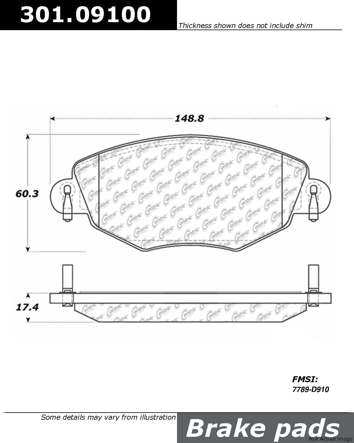 Stoptech Centric Centric Premium Ceramic Brake Pads 301.09100