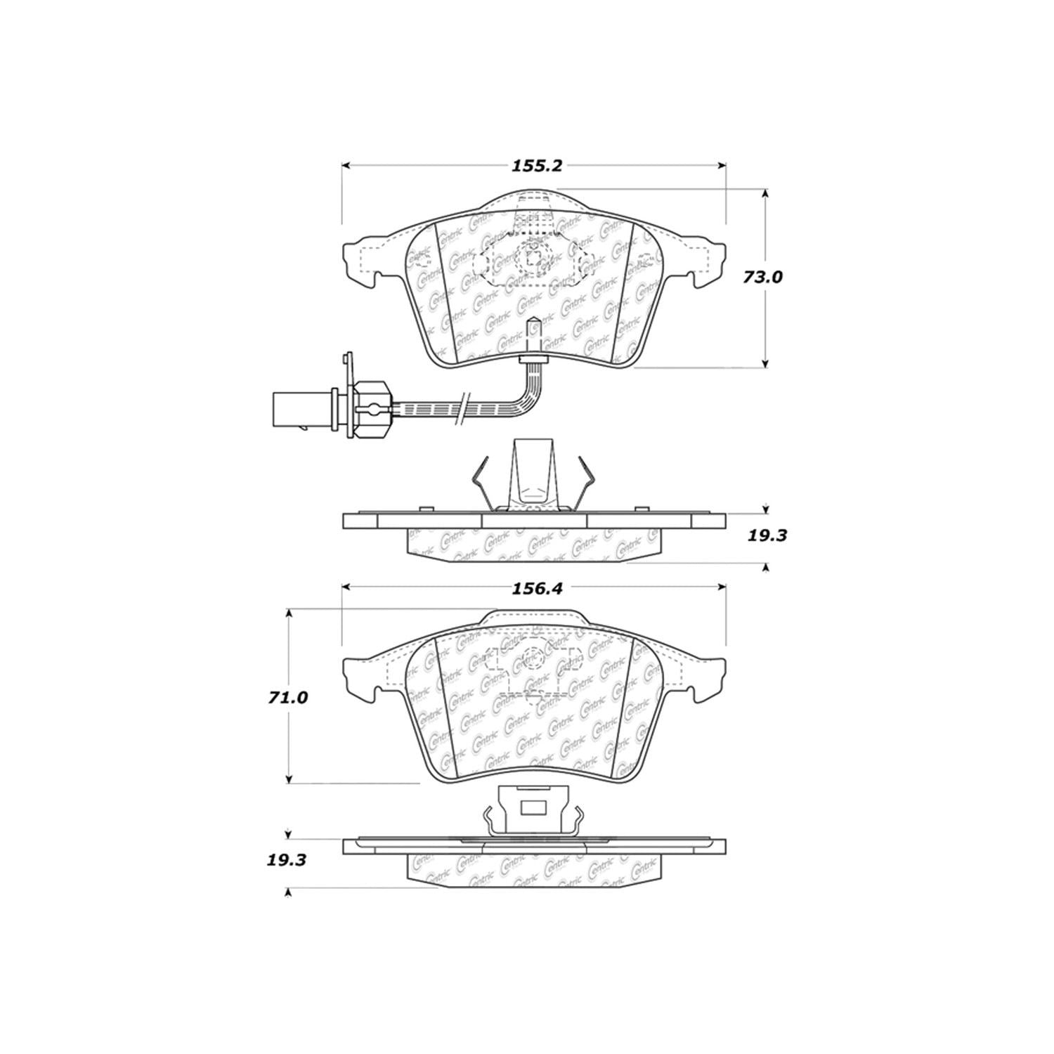 centric parts premium ceramic brake pads with shims and hardware  frsport 301.09151