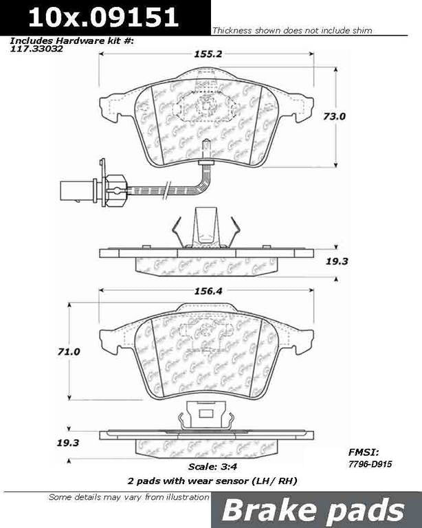 Stoptech Centric Centric Premium Ceramic Brake Pads 301.09151