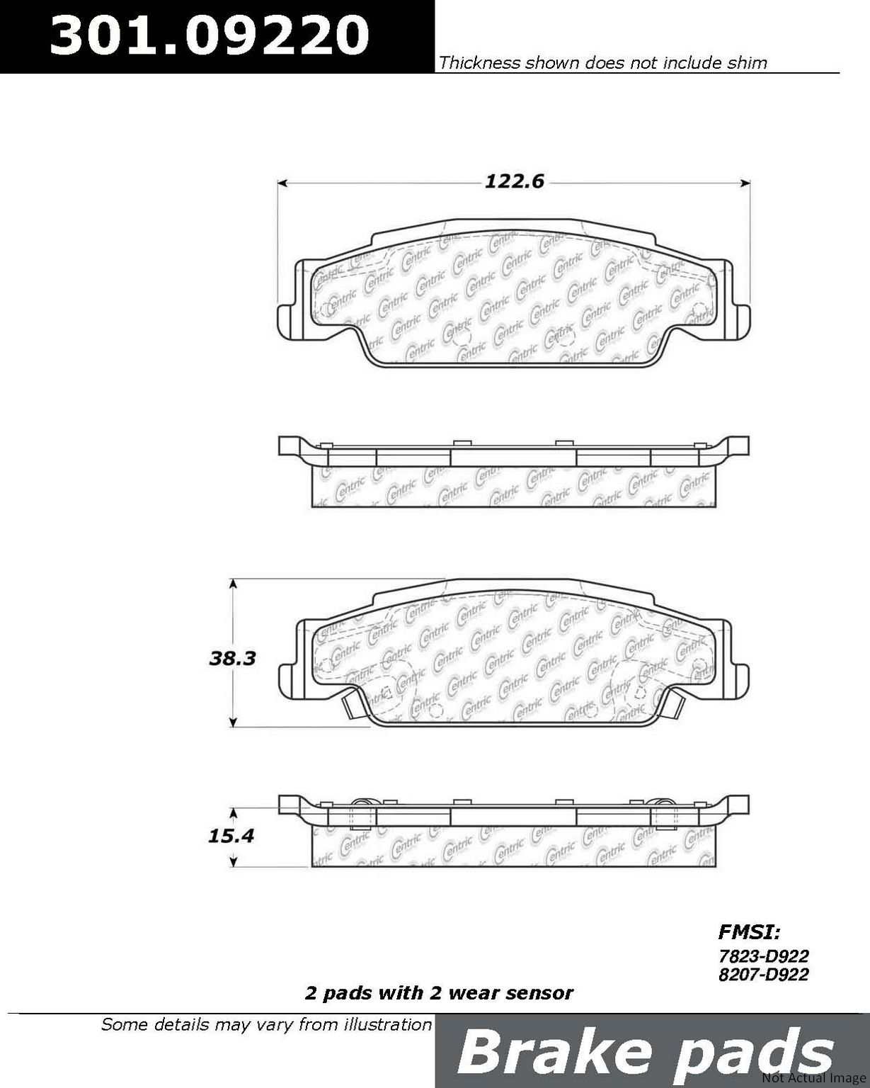 Stoptech Centric Centric Premium Ceramic Brake Pads 301.09220