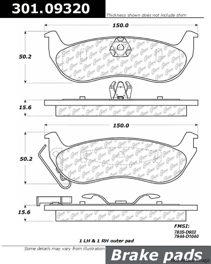 Stoptech Centric Centric Premium Ceramic Brake Pads 301.09320