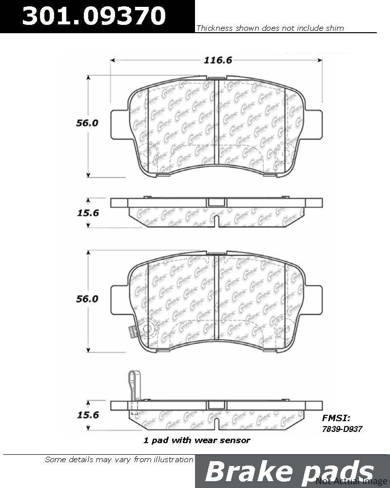 Stoptech Centric Centric Premium Ceramic Brake Pads 301.09370