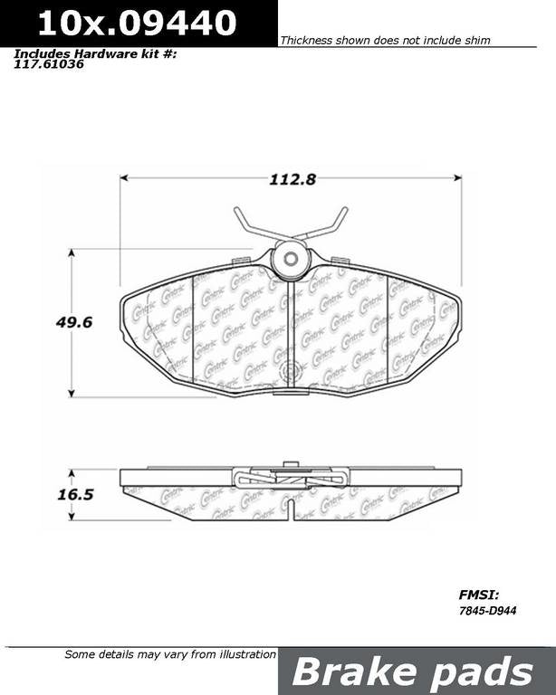 Stoptech Centric Centric Premium Ceramic Brake Pads 301.09440