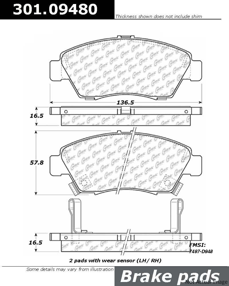 Stoptech Centric Centric Premium Ceramic Brake Pads 301.09480