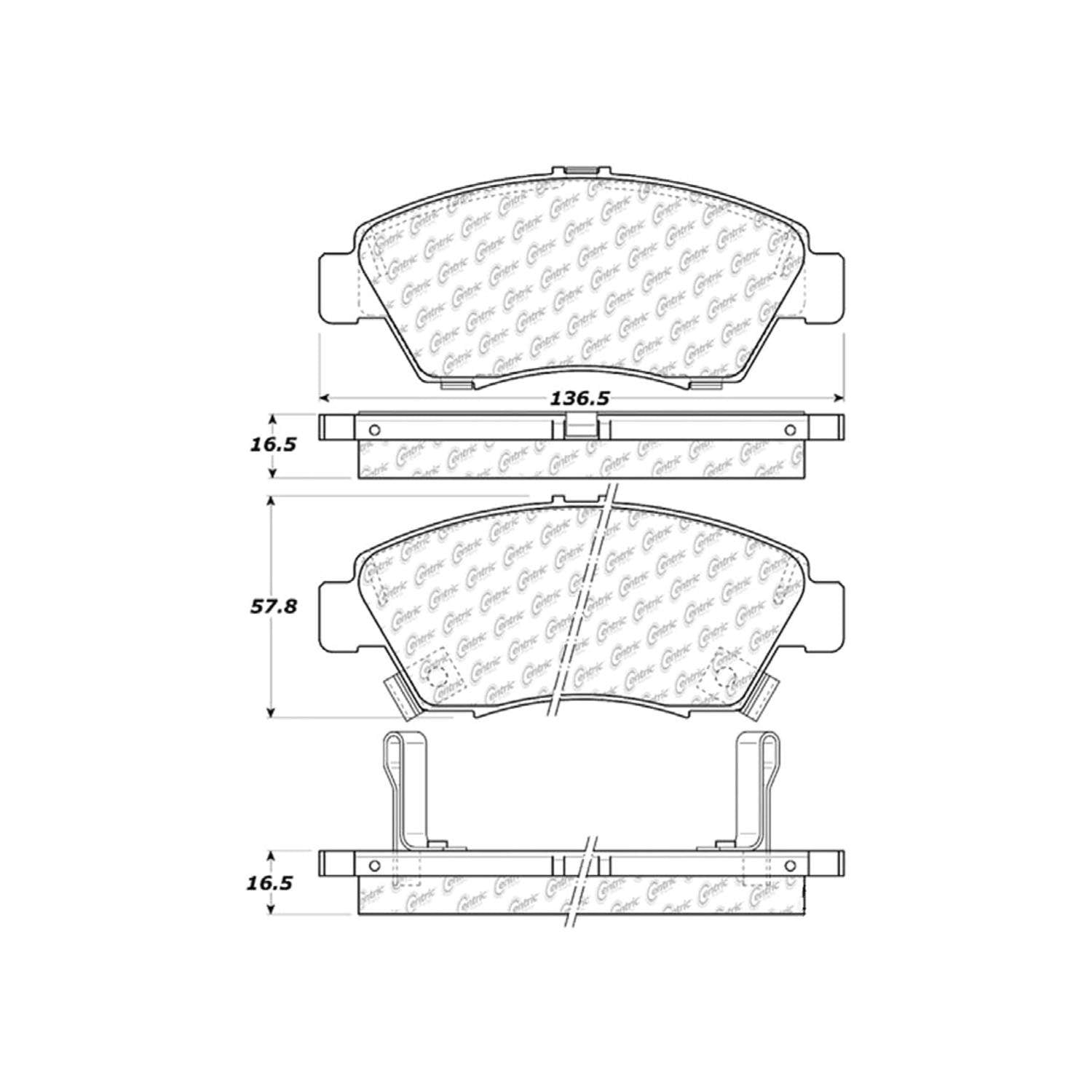 centric parts premium ceramic brake pads with shims and hardware  frsport 301.09481