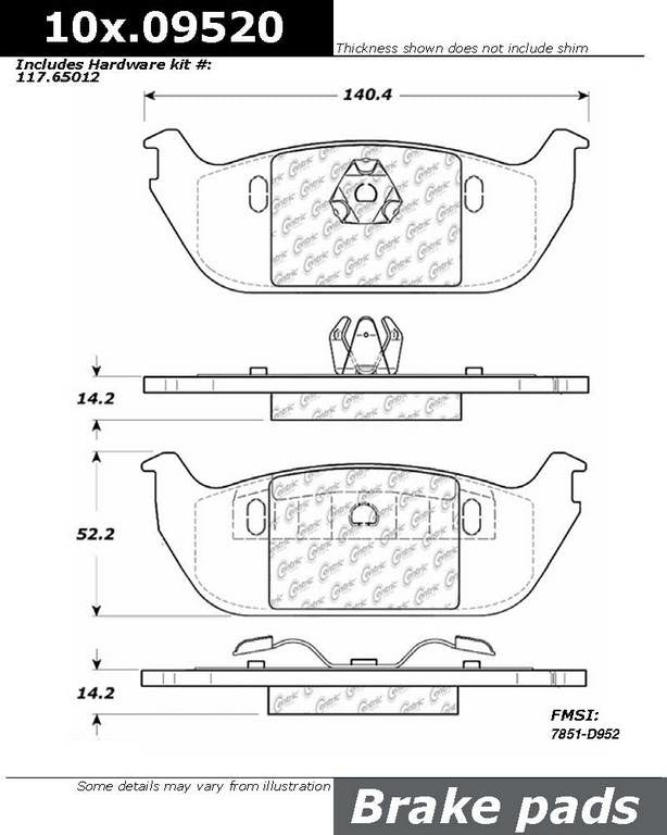 Stoptech Centric Centric Premium Ceramic Brake Pads 301.09520