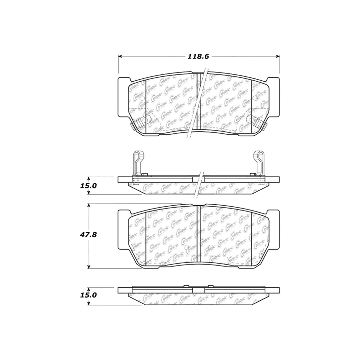 centric parts premium ceramic brake pads with shims and hardware  frsport 301.09540