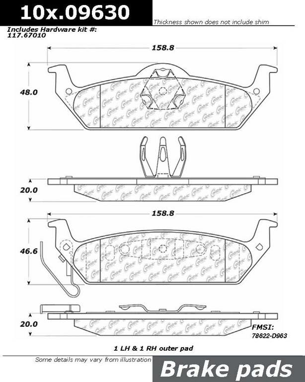 Stoptech Centric Centric Premium Ceramic Brake Pads 301.09630